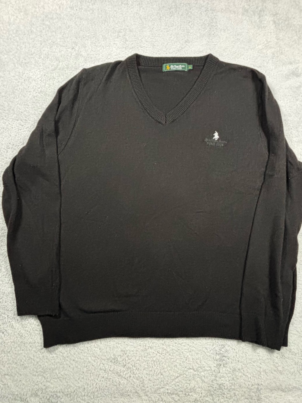 Black V-Neck Sweater with Small Logo